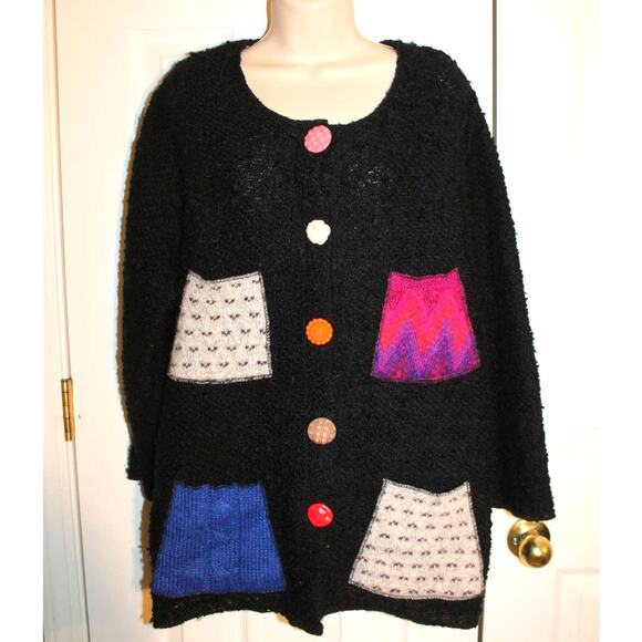 LoveShackFancy Sweaters - Jackie Loves John Black Boucle Knit Boho Sweater size M